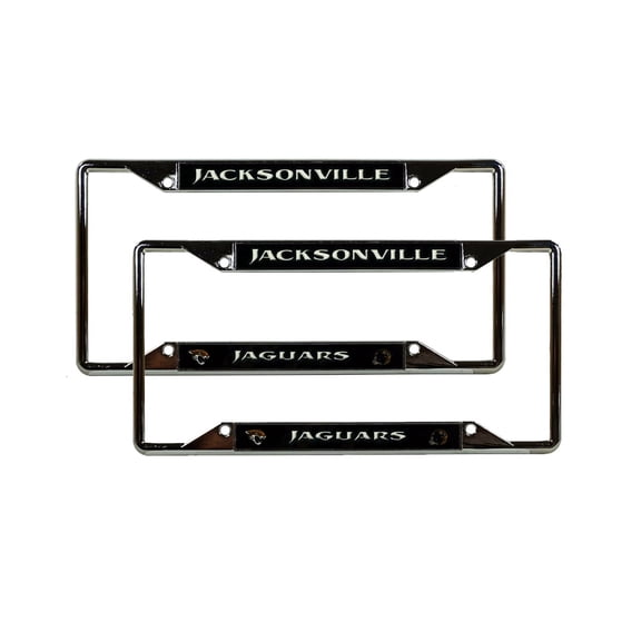 Jacksonville Football Jaguars Chrome EZ View License Plate Frame - Set of 2 Auto Frames