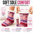 thumbnail image 5 of Girls Chenille Yarn Cabin Socks, Soft Sole Sherpa Lined with Silicone Grippers, PINK, S/M, 5 of 8