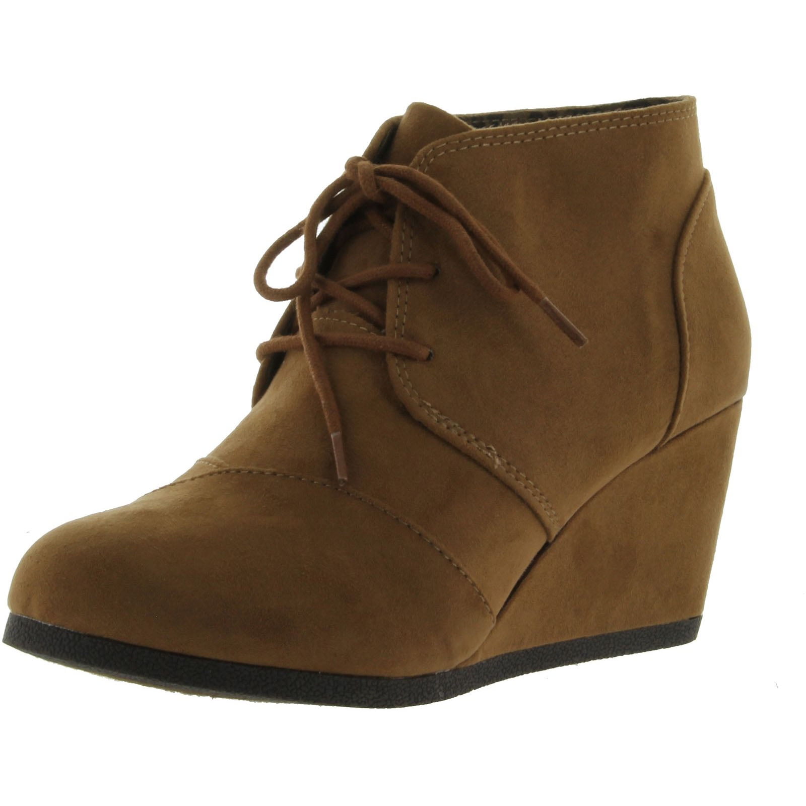 City Classified REX-S Women's Lace Up Wedge High Heel Bootie Boots 