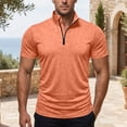 thumbnail image 2 of Dresfit Polo Pullover Mens Stand Collar Zipper Quarter Zip T Shirts Summer 2026 Short Sleeve Big and Tall Cotton Golf Shirt Lightweight Loose Tennis Tops Orange 2XL, 2 of 7