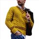 thumbnail image 1 of Suéter de Cuello en V para Hombre, Informal, de Punto , Ajustado, de Larga, para Otoño e Invierno. Amarillo Jengibre L, 1 of 5