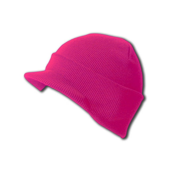 Cuff  Beanie Visor Cap - Hot Pink