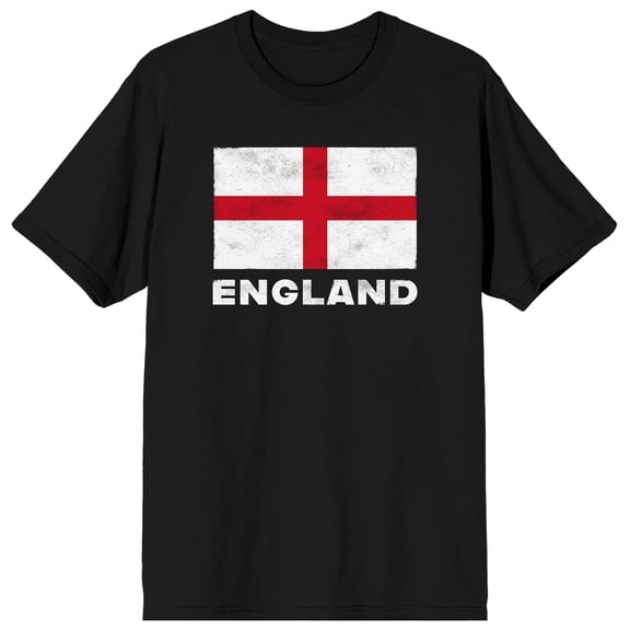 England flag on Black Ground Adult Crew Neck Short Sleeve T-shirt - XS
