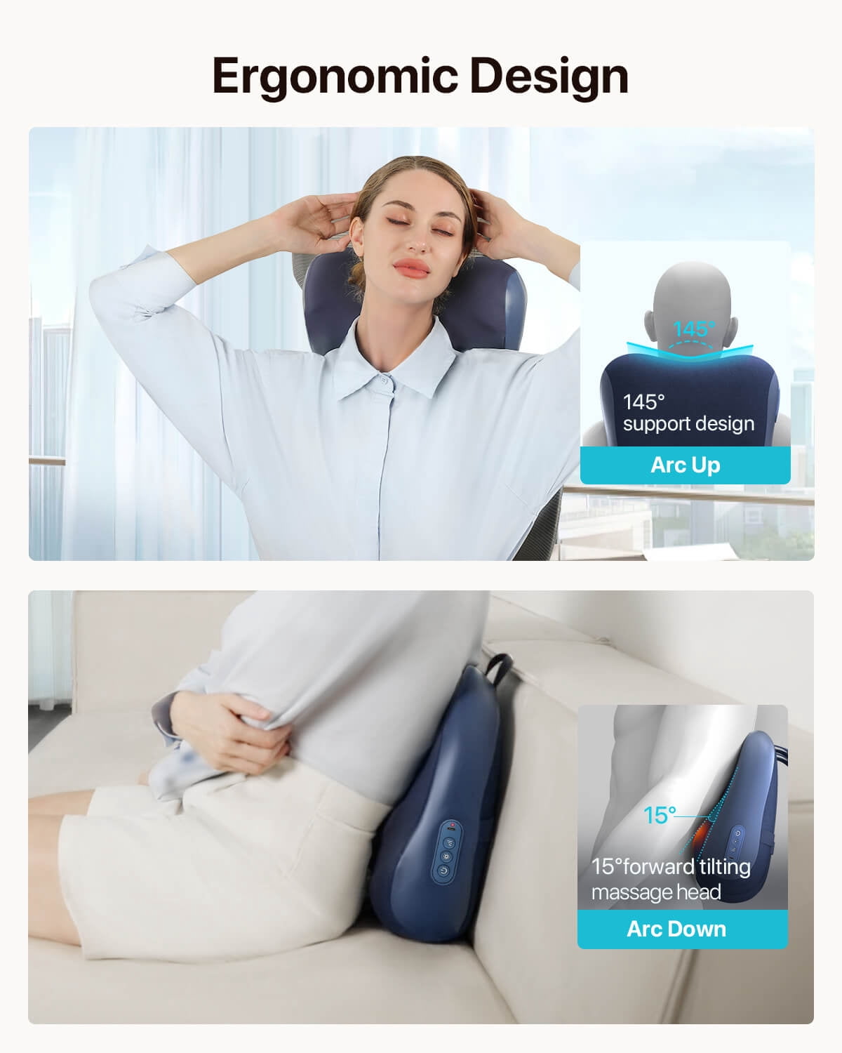 ALLJOY Cordless Back Massager with Heat, Shiatsu Neck and Back Massager for Deep Tissue, 3D Kneading Massage Pillow for Neck, Back, and Shoulders, Gifts for Men Women