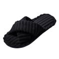 thumbnail image 3 of YLYL Corduroy Women House Slippers Memory Foam Crossbands Open Toe Slip on Indoor Outdoor Bedroom Slippers, 3 of 9