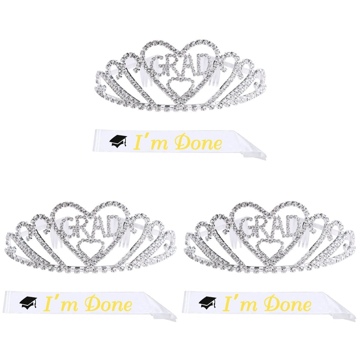 3 Sets /2pcs Graduation Party Crown Etiquette Belt Graduation Party