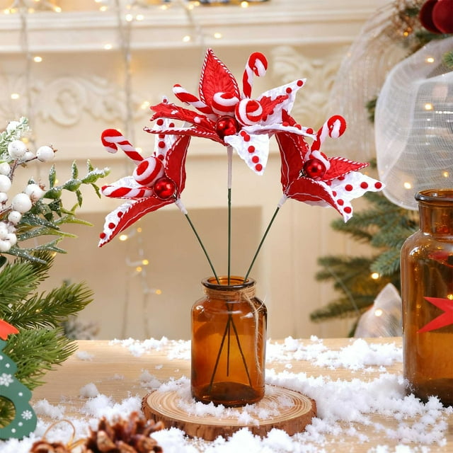 Arreglo floral navideño con bayas artificiales y ramas de ginkgo | Recortes de plástico multicolor | Decoración para caja de regalo | Centro de mesa festivo | Decoración para fiestas en la oficina y