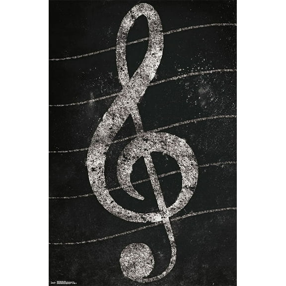 Treble Clef - Chalk Wall Poster, 22.375" x 34"