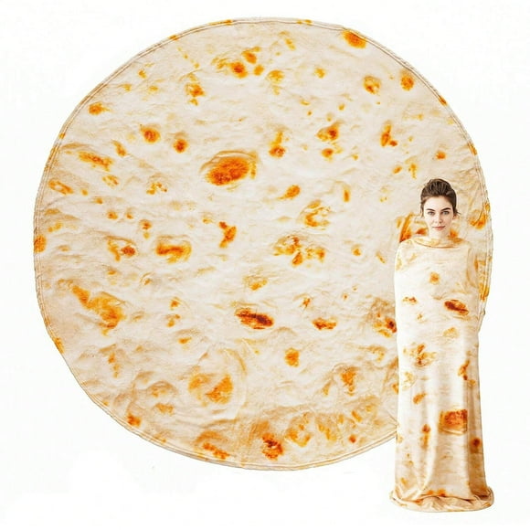 PinesC Tortilla Blanket,Soft Flannel Taco Blanket, Novelty Giant Realistic Food Blanket,Funny Gift, 71"