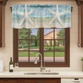 thumbnail image 6 of Coastal Beach Curtain Valances for Windows, Kitchen Valance Window Treatments Panel 2 Pack, Summer Retro Starfish Wave Rod Pocket Short Curtains for Bathroom Bedroom 54 x 18 Inch, 6 of 8