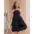 thumbnail image 7 of IBTOM CASTLE Girl Sleeveless Ruffle Formal Wedding Tiered Tulle Dress Teen Pageant Birthday Homecoming Prom Outfits Junior Graduation Dress 9-10 Years Black, 7 of 7