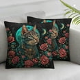 thumbnail image 3 of Acheng Sugar Skull Cat Moon Flowers Graphic For Men Women Kids Throw Pillow Covers Set of 2 18x18in, 3 of 7