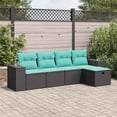 thumbnail image 1 of vidaXL 5 Piece Garden Sofa Set with Cushions Black Poly Rattan, 1 of 5