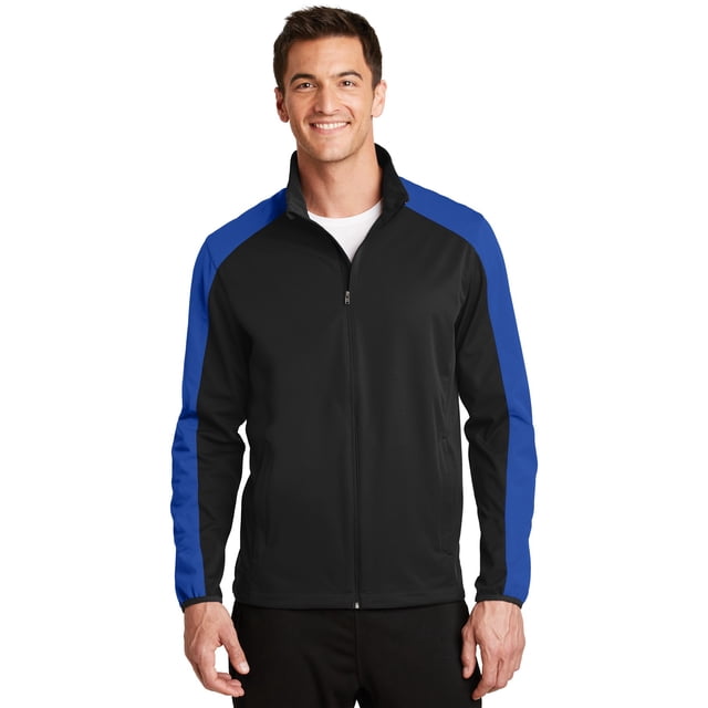 Chaqueta Soft Shell Active Colorblock de Port Authority®. J718 Negro intenso/ Real real Autoridad Portuaria J718
