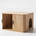 thumbnail image 7 of YDN Cat Litter Box Enclosure, Wooden Cat Washroom Furniture Striped Rolling Door, Pet House, Fit Most of Litter Box, Nature, 7 of 7