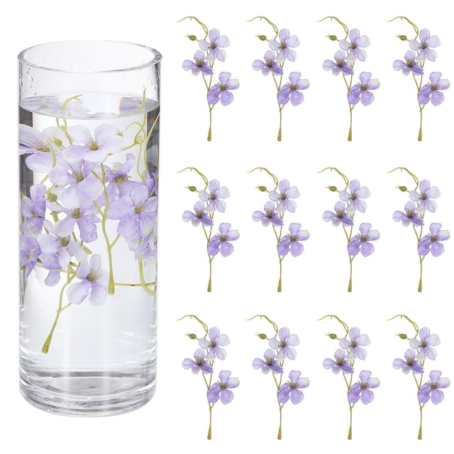 Uxcell 12Pcs Flores Flotantes para Centros de Mesa, Cabezas de Flores Falsas de Seda de Flor de Guisante Púrpura Blanca para Velas Flotantes, Relleno de Jarrones, Decoración de Mesa de Fiesta y Boda