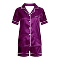 thumbnail image 4 of Diufon Womens Pajamas Sets Lapel Button Short Sleeve Tops with Pockets Elastic Waist Shorts Sets, 4 of 4
