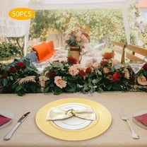 50pcs 13in Gold Dinner Plates Round PP Charger Plates for Party Events