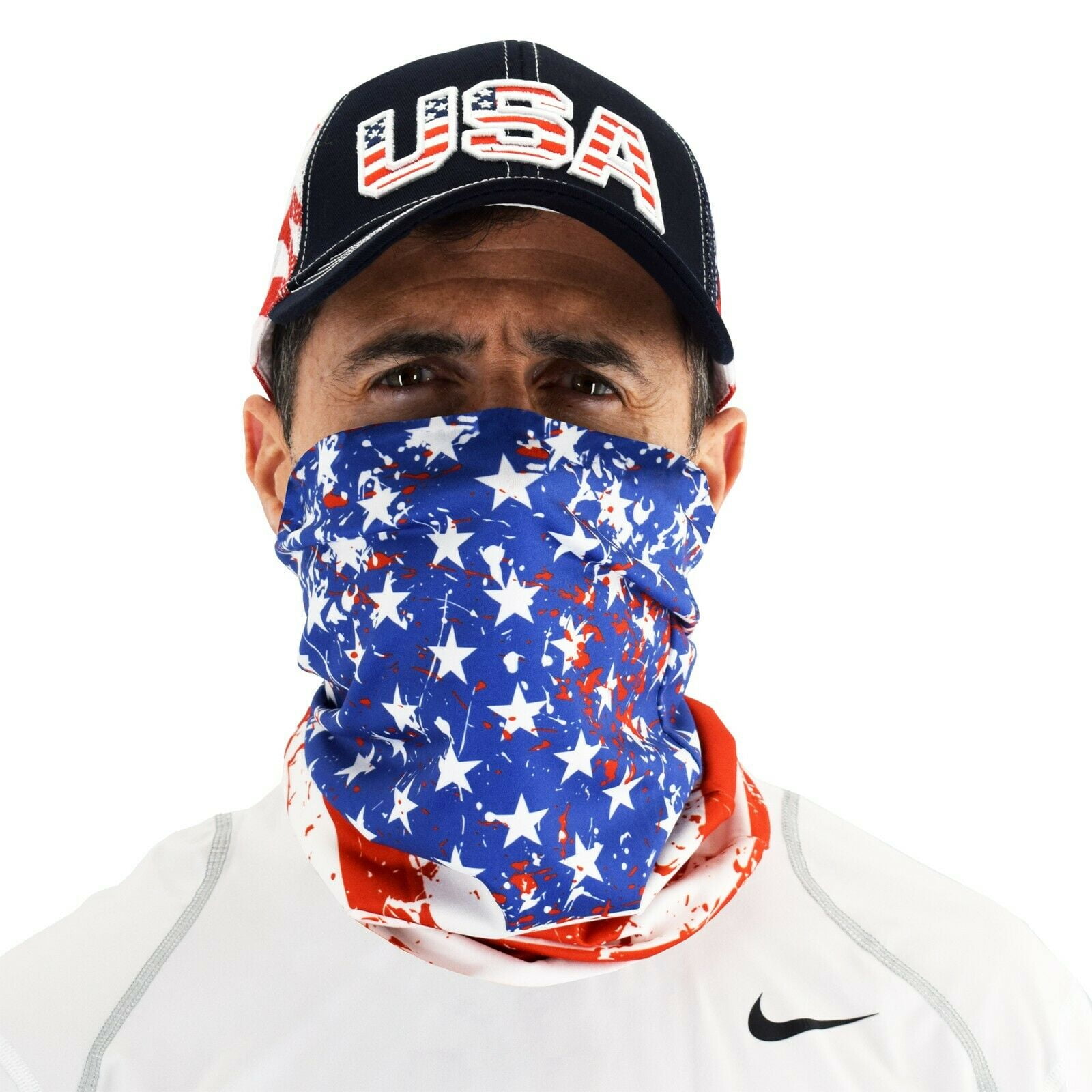 American Flag Full Face Mask Fabric Face Shield Patriotic Stars and