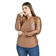 thumbnail image 3 of Blusa de satín Roman Fashion /Tallas Extras, 1802 (Cafe) cafe 42, 3 of 5