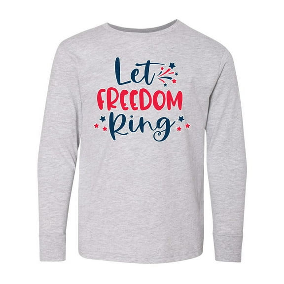Inktastic 4th of July Let Freedom Ring with Stars Long Sleeve Youth T-Shirt