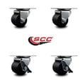 thumbnail image 2 of Low Profile Polyolefin 2 Inch Wheel Top Plate Swivel Caster Set with 2 Brake, 2 of 2