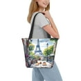 thumbnail image 3 of Japuie Parisian Cafe With Eiffel Print Women's Crossbody Tote Handbag,Shoulder Bag,Casual Tote,Satchels Crossbody Purse,Top-handle Tote Handbag,for Travel College Work, 3 of 7