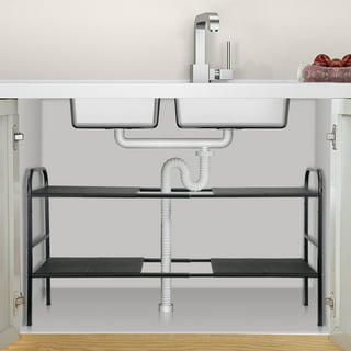 WZMYO Under Sink Organizers and Storage 2-Tier Heavy Duty Metal Slide Out  Pull Out Drawers L-Shape Under Cabinet Storage Around Plumbing, for Under