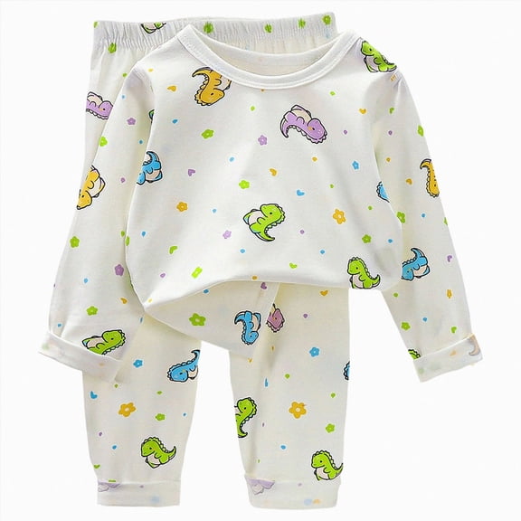 TOWED22 Toddler Boys Fall Winter Outfits Long Sleeve Printed Pullover Sweatshirt Elastic Waist Sweatpants Cozy Clothes 2 Piece Set(Beige,18-24 M)