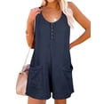 thumbnail image 3 of STARVNC Women Scoop Neck Sleeveless Shorts With Pockets Waffle Jumpsuit, 3 of 4