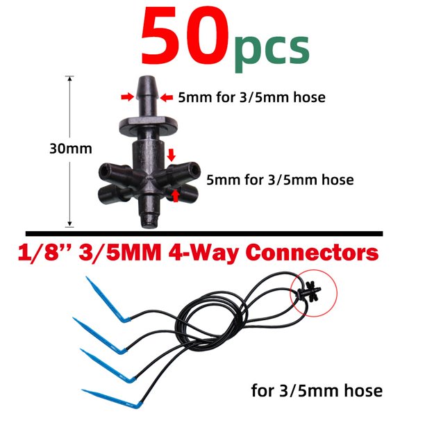1Kit Greenhouse Transmitter Automatic Watering System 2L/4L/8L/H Drip Irrigation 4-Way 3/5mm Black Bend Arrow 2-Way Pot Garden He Qiyong unisex
