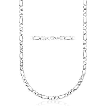 PORI JEWELERS 925 Sterling Silver Figaro Chain Necklace - 4.0MM - Made in Italy - Lobster Claw