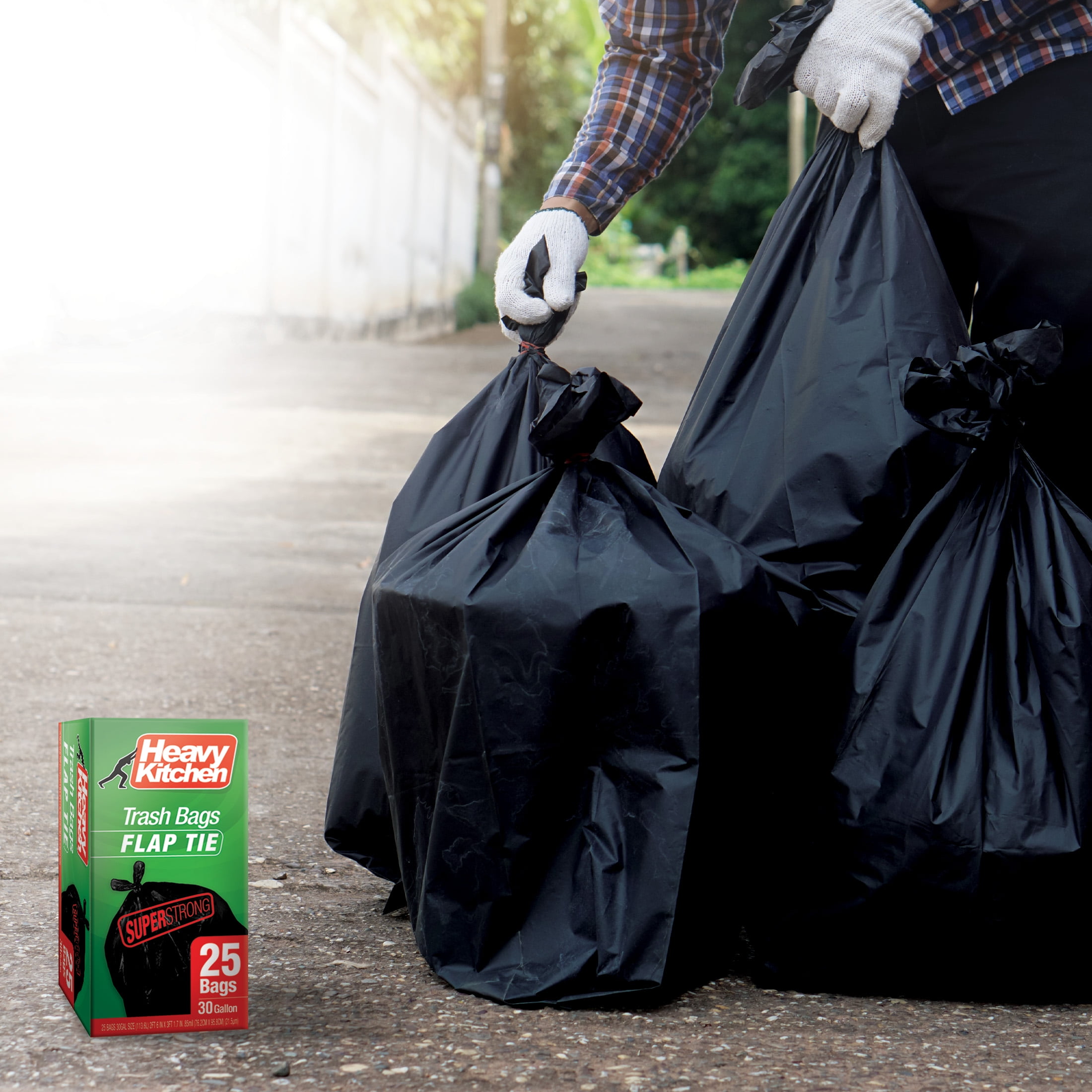 Homeline 30 Gallon Large Flap Tie Trash Bags, 25 ct.