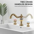 thumbnail image 2 of TVTIUO Brushed Gold Bathroom Faucet 2 Handles 3 Holes Widespread Bathroom Sink Facuet Farmhouse Washingroom Faucet Mixer Tap, 2 of 9
