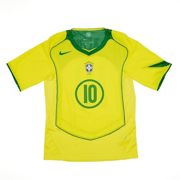 Nike Men's Total 90 Brazil Ronaldinho 2004 Reissue Jersey Opti Yellow/Apple Green, from StockX
