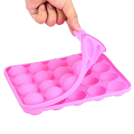 Cupcake Lollipop Mold - GlowSol 20 Silicone Tray Pop Cake Stick Mould Lollipop Party Cupcake Baking Mold (Pink)