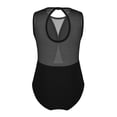 thumbnail image 3 of Yartina Girls Mesh Splice Keyhole Back Tank Camisole Gymnastics Leotard Dance Sports Bodysuit Black XL, 3 of 8