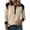 Beige, variant on Women's Corduroy Shacket Long Sleeve Tops, V Neck Button Collar Patchwork Shirt for Women, Contrast Ribbed Cuffs Casual Spring Fall Blouse Beige L
