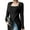 Black, variant on Womens Square Neck Long Sleeve Tops Slim Slit Hem Shirt Casual Party Ribbed Knitted Blouse