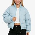 thumbnail image 3 of Teylalorva Girl'sOuterwear Jackets Turn Down Collar Zip Up Long Sleeve Down Cotton Puffer Coat Warm Winter（2-15） Blue Size 2T, 3 of 5