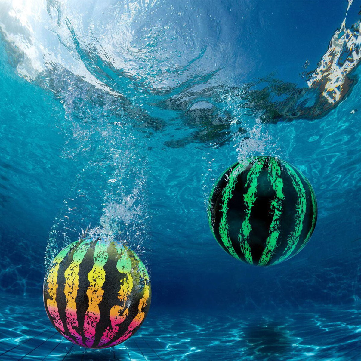 A+B Water Bouncing Summer Beach Ball Balls Fills with Water Swimming Pool Balls Watermelon Inflatable Ball Under Water Passing Dribbling Diving and Pool Games for Teens Kids Adults 