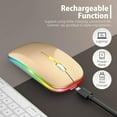 thumbnail image 2 of LED Wireless Mouse, Rechargeable Slim Silent Mouse 2.4G Portable Mobile Optical Office Mouse with USB Receiver, 3 Adjustable DPI for Notebook, PC, Laptop, Computer, MacBook (Gold), 2 of 6
