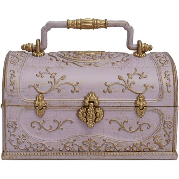 Ornate Musical Jewelry Box & Keepsake Organizer, European Royal Style Treasure Chest with Handle for Rings & Necklaces, Perfect Gift