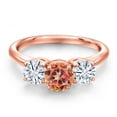 thumbnail image 3 of Gem Stone King 18K Rose Gold Plated Silver Ecstasy Mystic Topaz and White Moissanite Engagement Ring for Women | 2.00 Cttw | Round 6MM | Gemstone November Birthstone | Size 9, 3 of 7