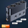 thumbnail image 3 of Divisor de encendedor de cigarrillos para automóvil, Cargador de automóvil de 3 enchufes con puertos de carga PD/QC 3.0, 3 interruptores independientes USB de 128 W 12 V/24 V Adaptador divis, 3 of 5