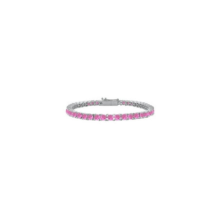 14k Pink Sapphire Bracelet - Created Pink Sapphire Tennis Bracelet 14K White Gold 7.00 CT TGW