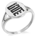thumbnail image 1 of Stainless Steel Ancient Tribal Initiative Rune Minimalist Oval Top Polished Statement Signet Ring, 1 of 1