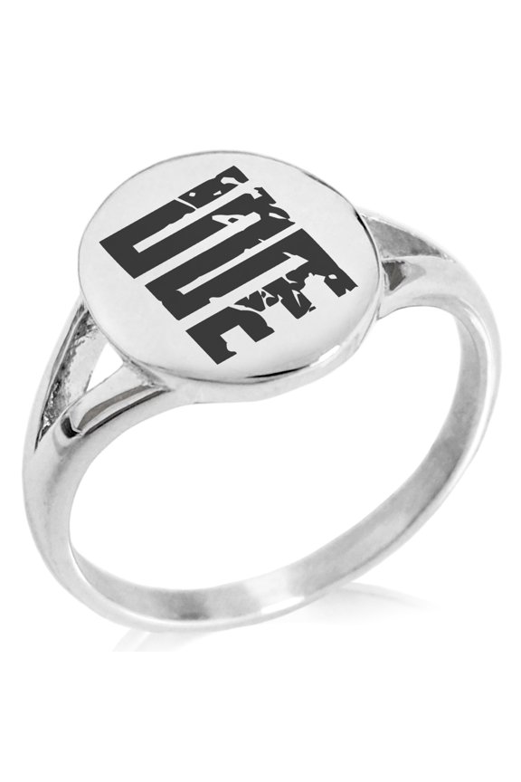 Stainless Steel Ancient Tribal Initiative Rune Minimalist Oval Top Polished Statement Signet Ring
