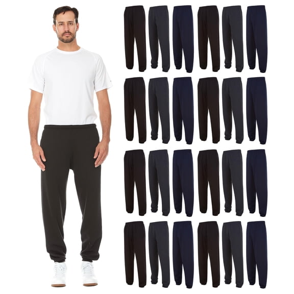BILLIONHATS 24 Pack Adult Joggers Pants, Mixed Assortment Colorful Jogger Bulk Sweatpants Wholesale for Donations, Homeless