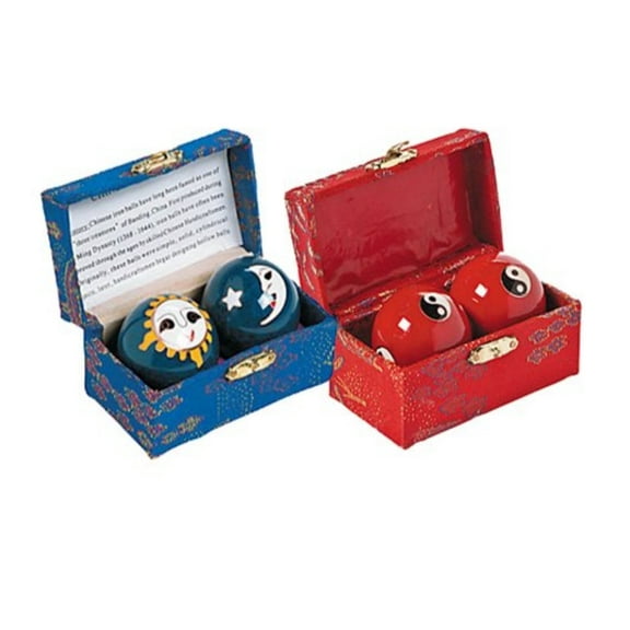 Chinese Health Balls - Two Sets (4 Balls) Stress Relief Boading Balls With Mesmerizing Chimes - Stress Balls 2 Pair Set w/Storage Case - Perfect Gift